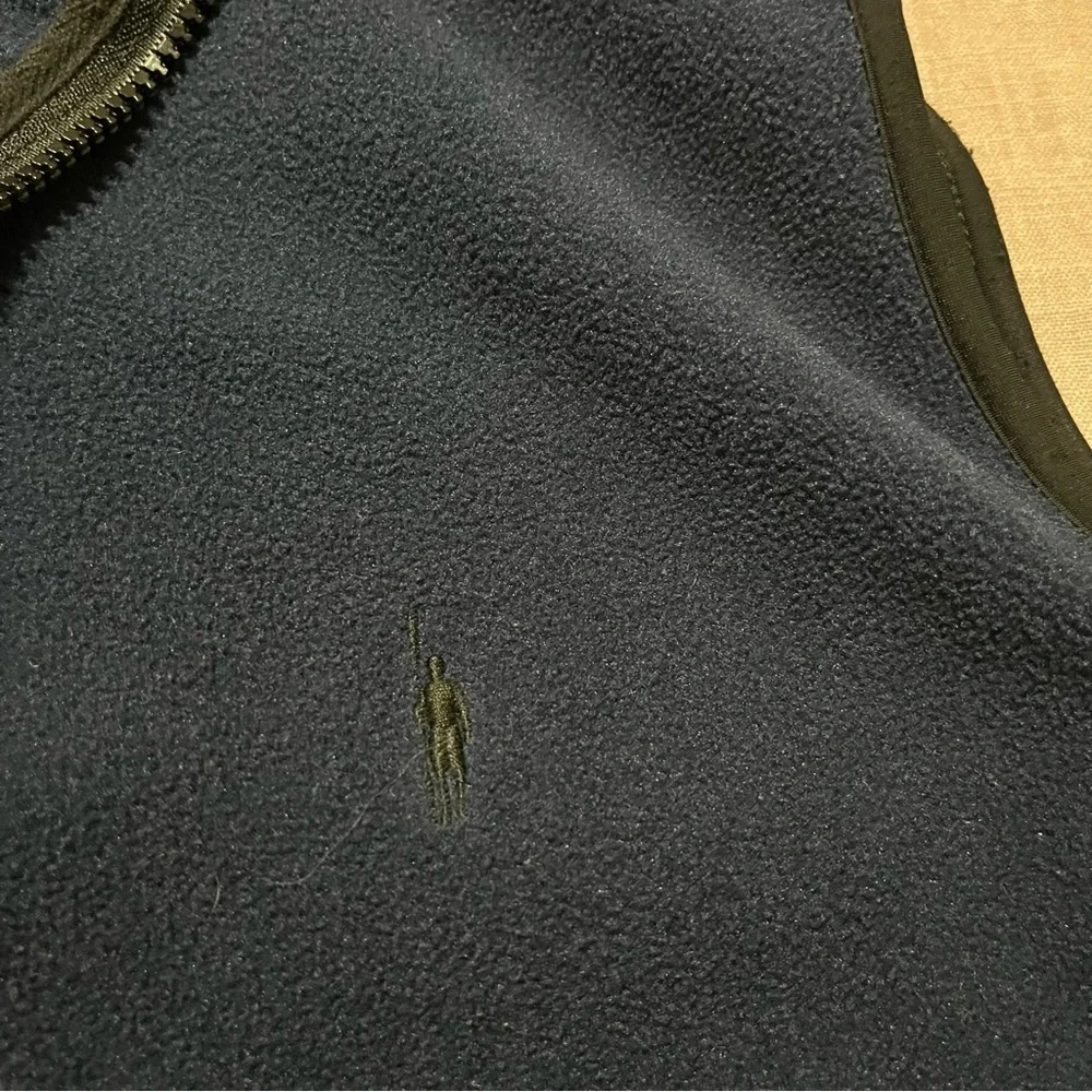 J. Crew Navy Blue Fleece Full-Zip Vest Mens Size Large Zipper Pickets Spring